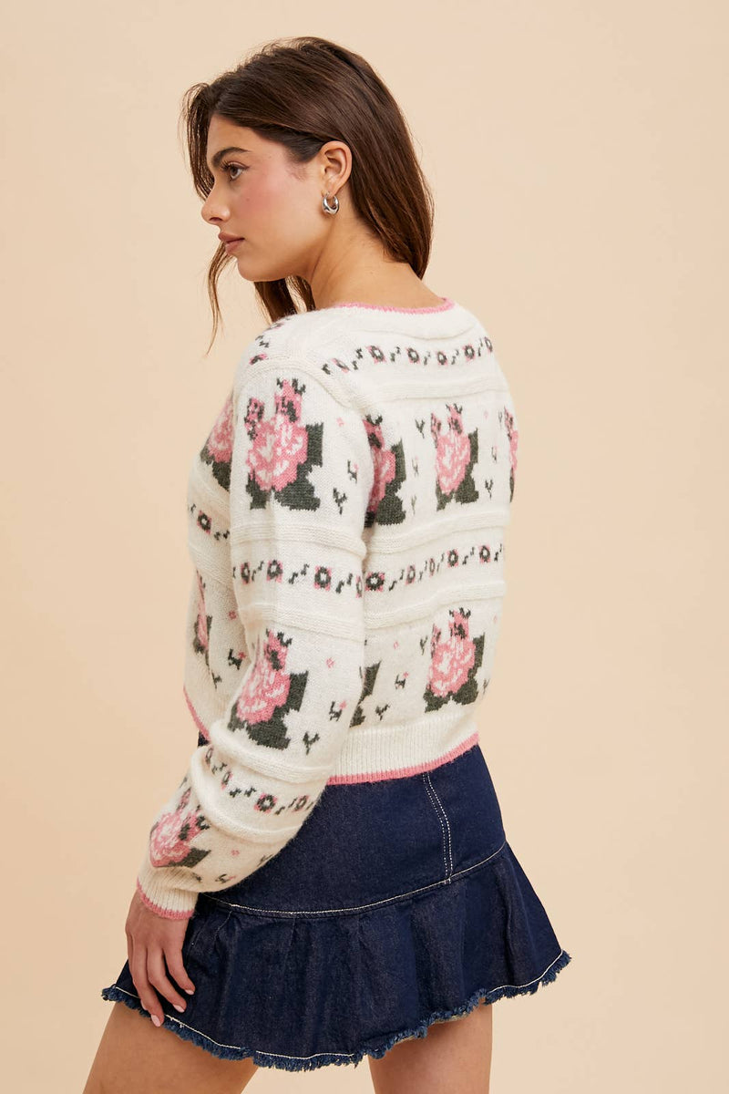 In Loom - FLORAL JACQUARD CARDIGAN - Home & Well