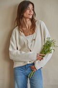 By Together - W1014 | Knit Sweater V-Neck Long Sleeve Button Down Cardigan - Home & Well 