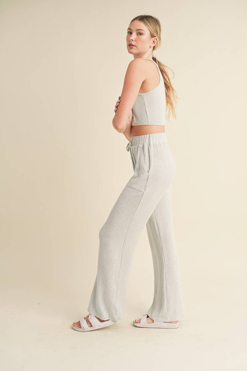 Soft Brushed Hacci Lounge Tank and Pants Set - Home & Well 