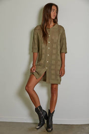 By Together - W1639 | Knit Cotton Sweater Cardigan Mini Dress - Home & Well
