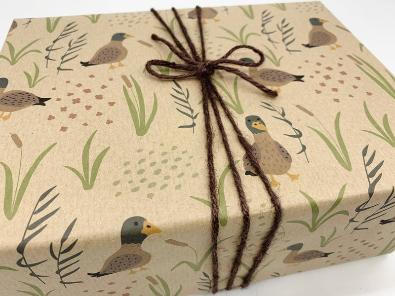 PlanetWrapIt - Duck Print Recycled Kraft Gift Wrapping Paper - Home & Well 