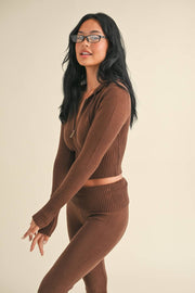 KIMBERLY C - Slim Fit Zip Up Knit Sweater Hoodie - Home & Well 