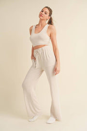 Soft Brushed Hacci Lounge Tank and Pants Set - Home & Well 