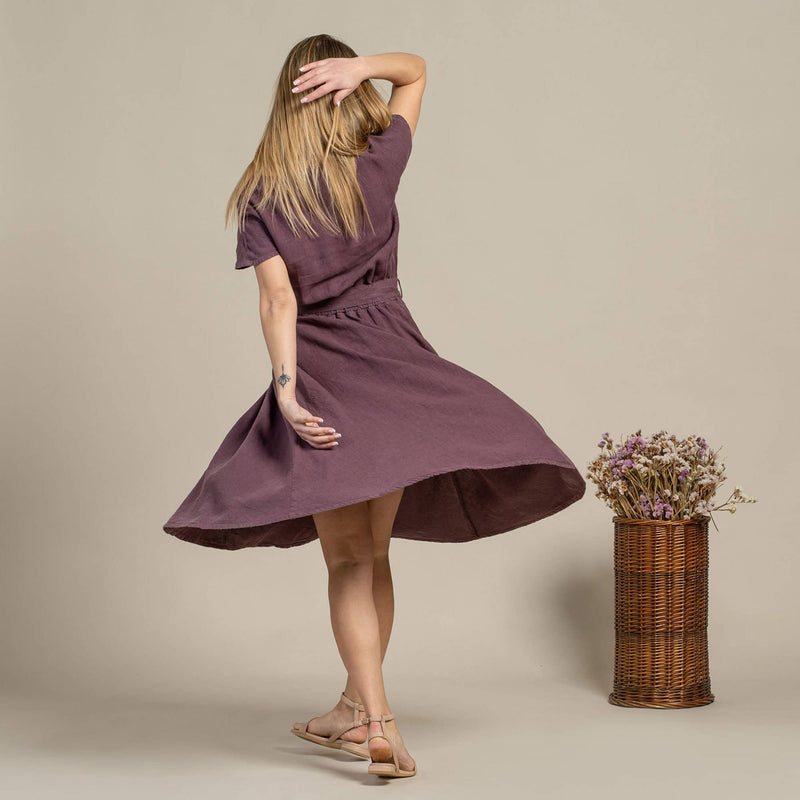menique - Organic 100% Linen Button Front Dress Brigit
