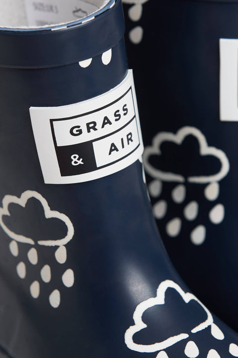 Grass & Air - Kids Navy Colour-Revealing Wellies