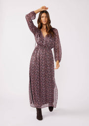 Lovestitch - Floral Chiffon Maxi Dress with Side Slits - Home & Well