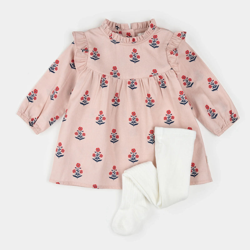 Poppy Print on Rose Brushed Twill 2PC Dress Set | Petit Lem