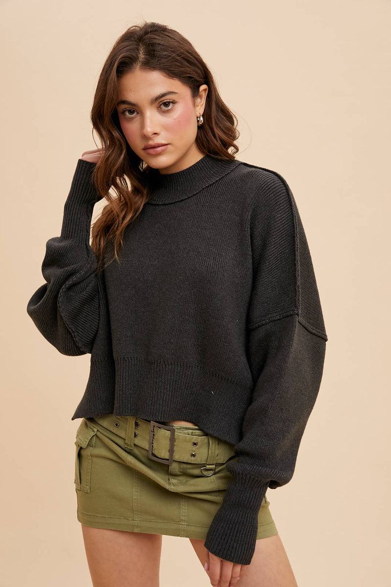 In Loom - KNITTED MOCKNECK PULLOVER SWEATER