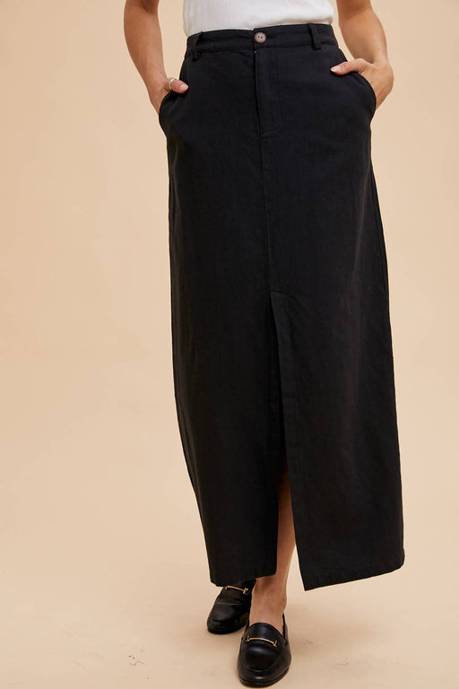 In Loom - COTTON LINEN SPLIT SEAM MAXI SKIRT - Home & Well