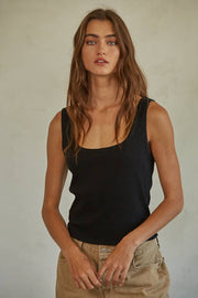 By Together - L6866 | Knit Ribbed Scoop Neck Sleeveless Top - Home & Well 