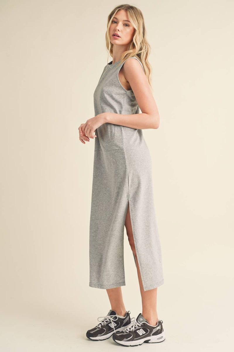Sleeveless Terry Cloth Midi Dress - Home & Well 