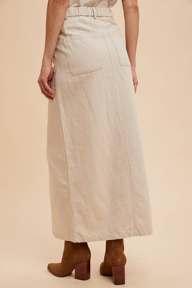 In Loom - COTTON LINEN SPLIT SEAM MAXI SKIRT - Home & Well