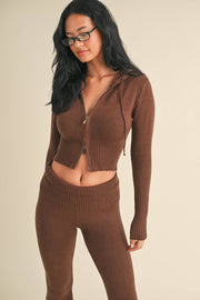 KIMBERLY C - Slim Fit Zip Up Knit Sweater Hoodie - Home & Well 