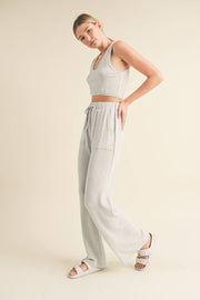 Soft Brushed Hacci Lounge Tank and Pants Set - Home & Well 