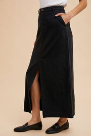 In Loom - COTTON LINEN SPLIT SEAM MAXI SKIRT - Home & Well