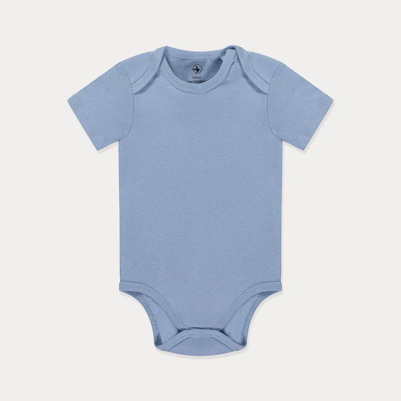 Mini Wardrobes - Baby Bodysuit, Infant Bodysuit, Blue and Green, Ribbed Soft Cotton