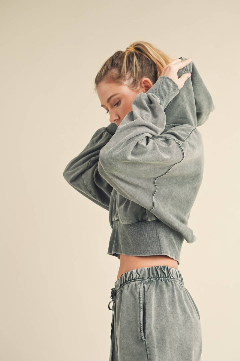 KIMBERLY C - Mineral Wash Zip-Up Hoodie - Home & Well 