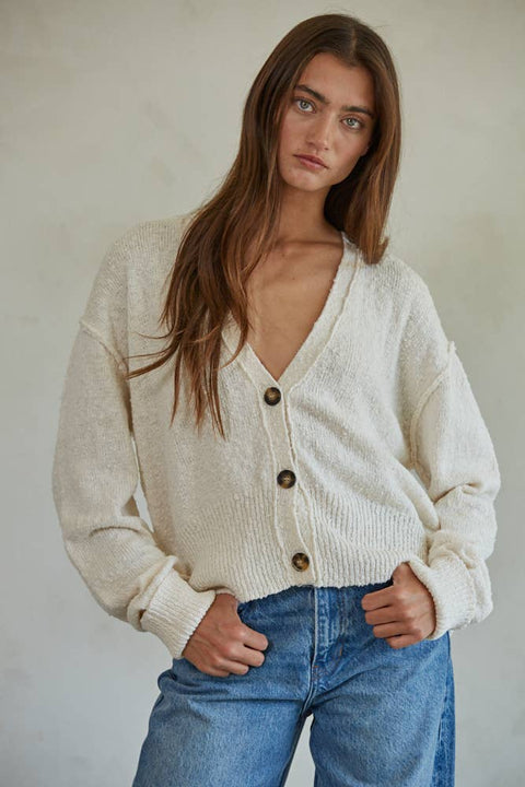 By Together - W1546 | Knit Sweater Button Down Cardigan