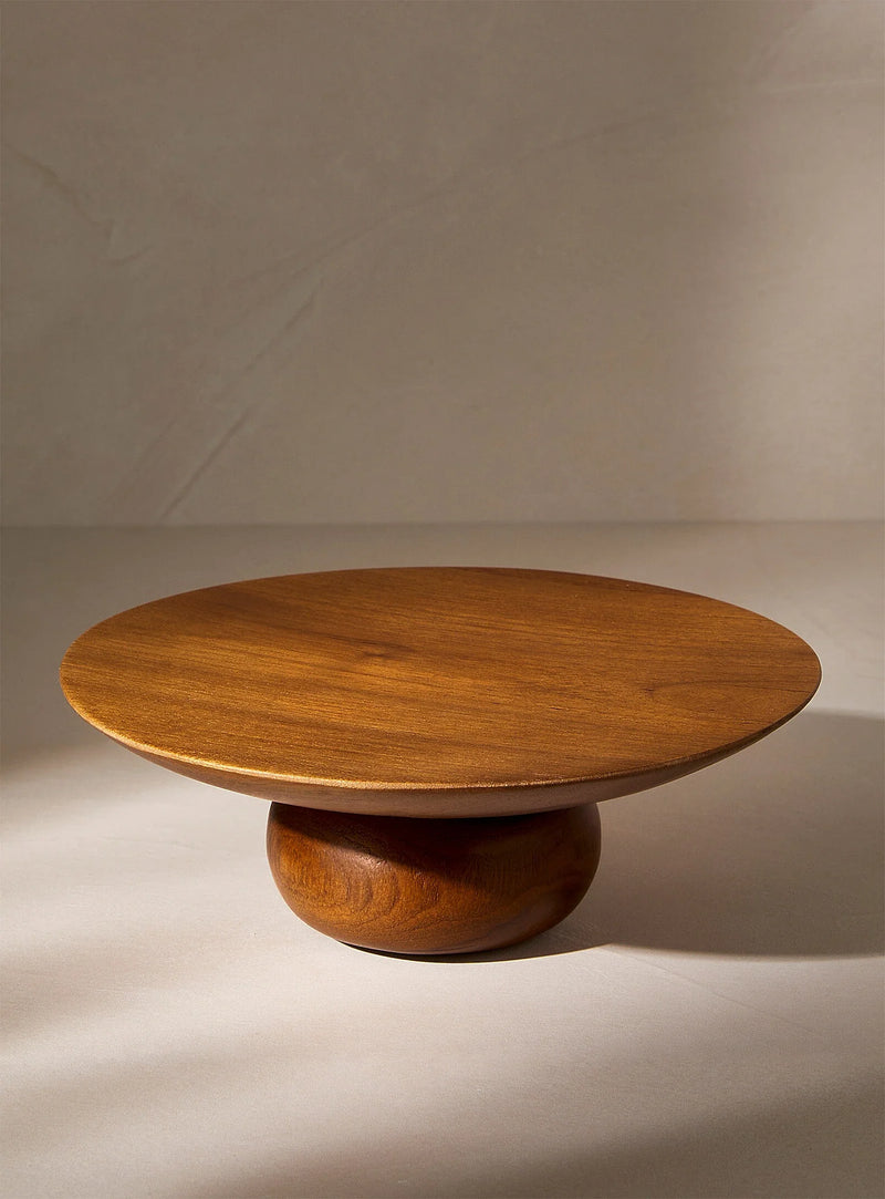 Plateau à gâteau en bois de teck