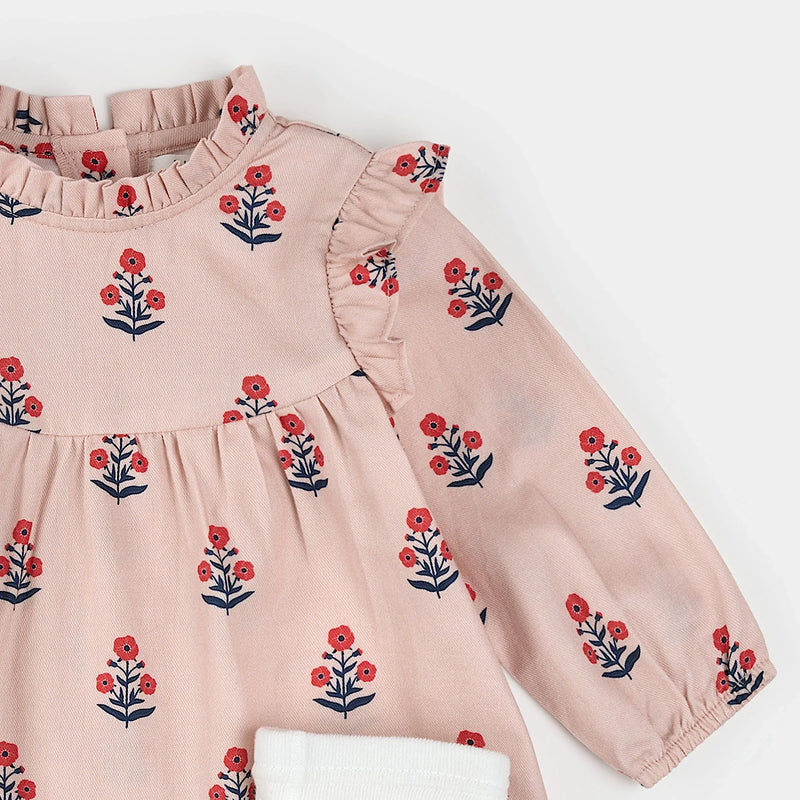 Poppy Print on Rose Brushed Twill 2PC Dress Set | Petit Lem