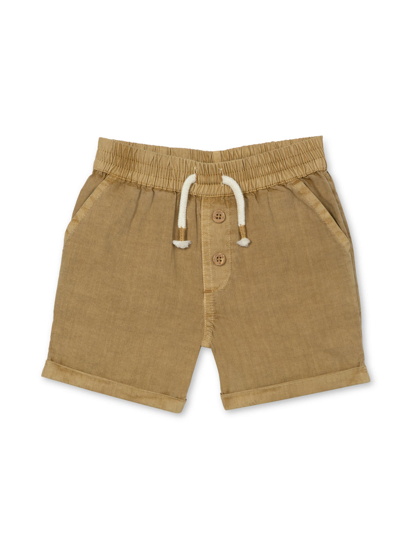 Woven Button Short | Tan | Rise Little Earthlings