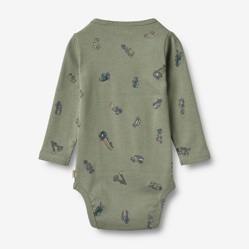 L/S Freddie Bodysuit | Dusty Green Cars | Wheat Kids