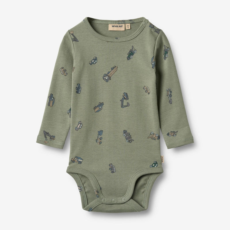 L/S Freddie Bodysuit | Dusty Green Cars | Wheat Kids
