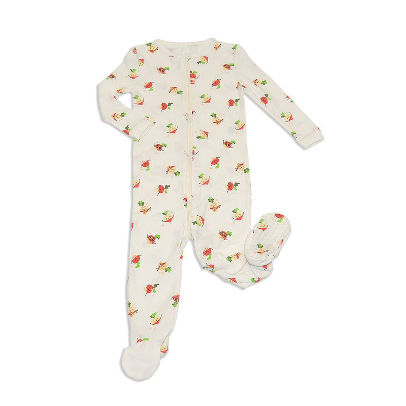 Organic Cotton Zip Up Footies (Rad Radish Print)