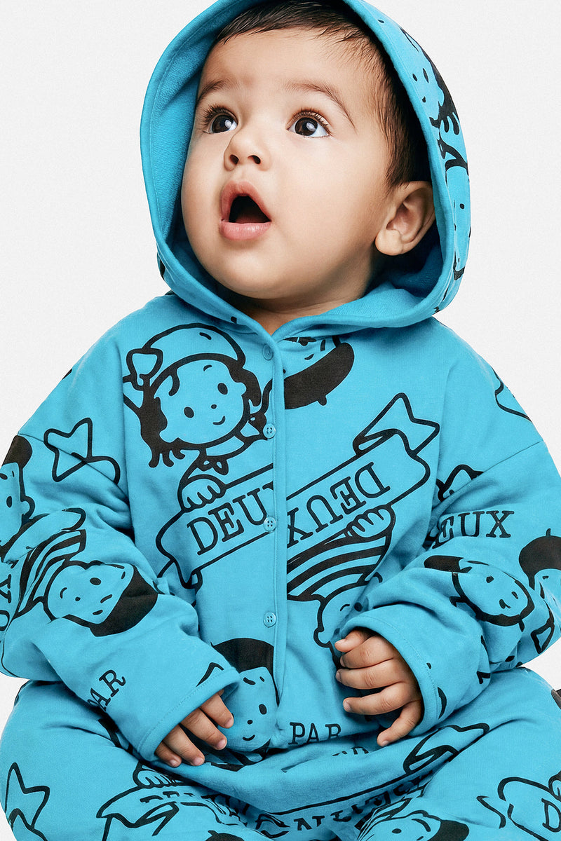 40Th Anniversary Printed Jersey One-Piece Sky Blue