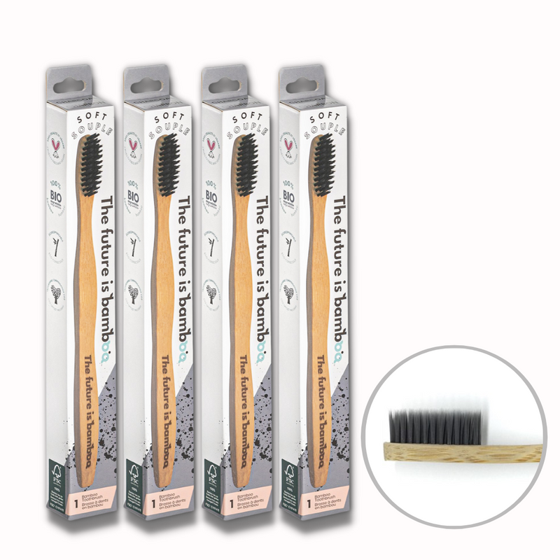 Charcoal Bamboo Toothbrushes - INNER 12
