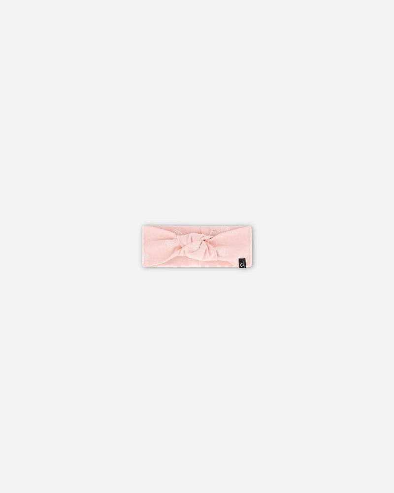 Printed Organic Cotton Headband Powder Pink Little Heart Of Wool