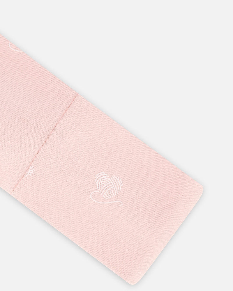 Printed Organic Cotton Headband Powder Pink Little Heart Of Wool