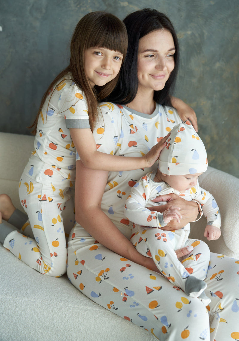 Women's Bamboo Short Sleeve Pajama Set (Fruit Salad Print)