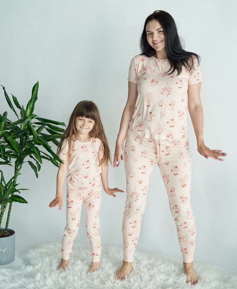 Women's Bamboo Short Sleeve Pajama Set (Plantastic Print)