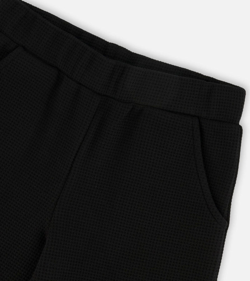 Waffle Flare Leg Pant | Black | Deux Par Deux