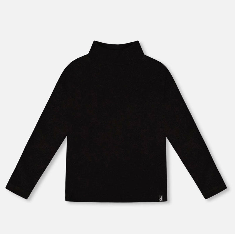 Super Soft Ribbed Mock Neck Top | Black | Deux Par Deux