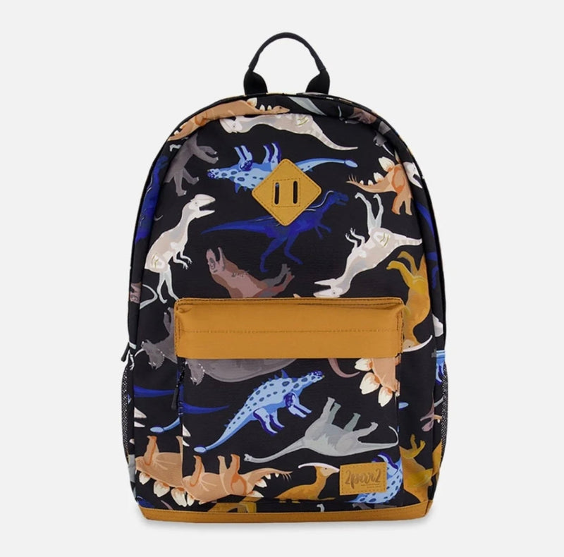 Kids Backpack | Black Dinos | Deux Par Deux