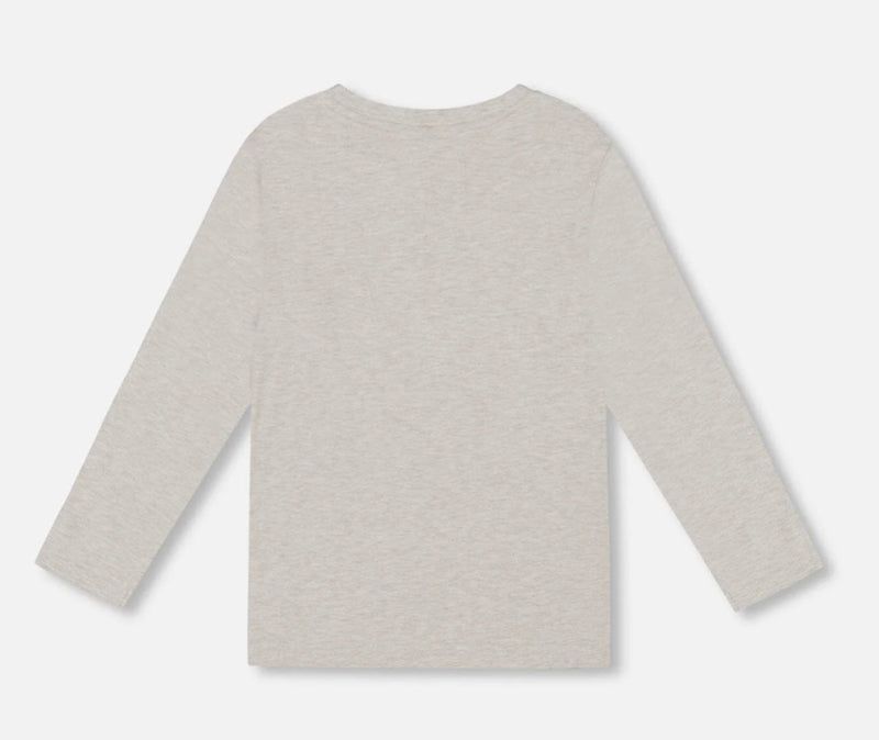 Organic Cotton Jersey Pocket T-Shirt | Heather Beige Grey | Deux Par Deux