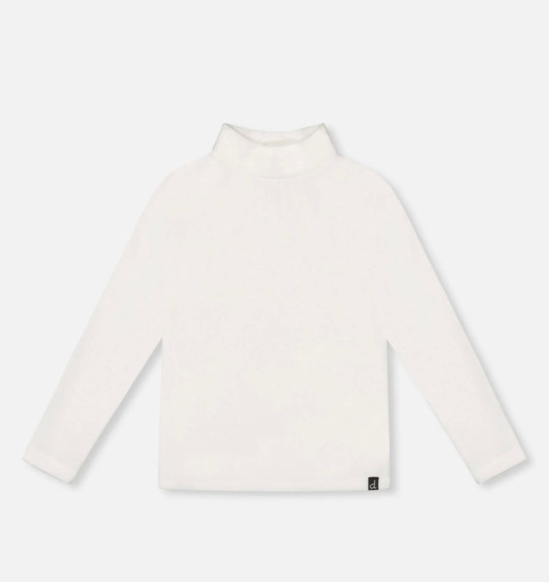 Super Soft Ribbed Mock Neck Top | White | Deux Par Deux
