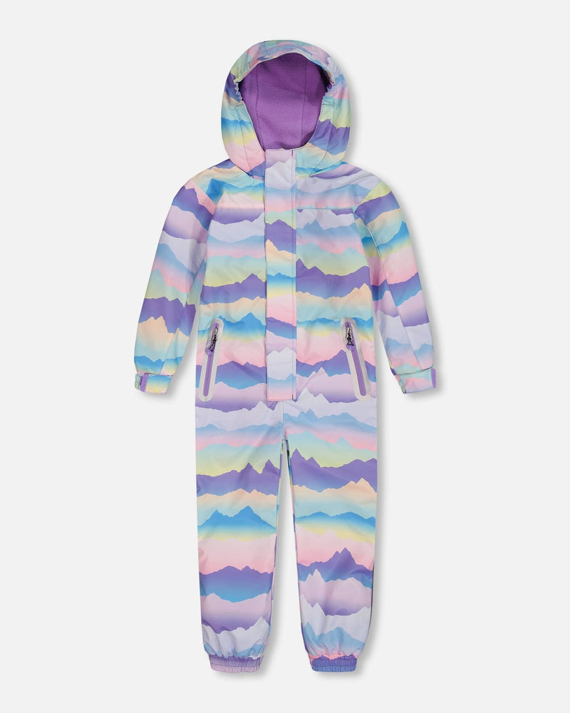 Printed Mid-Season One-Piece Outerwear Mauve And Blue, Pink Mountain