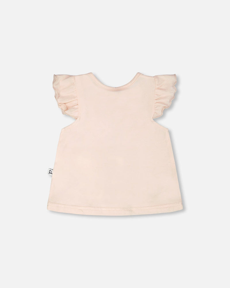 Organic Cotton Jersey Top And Short Set Peach And Peach Animal Print