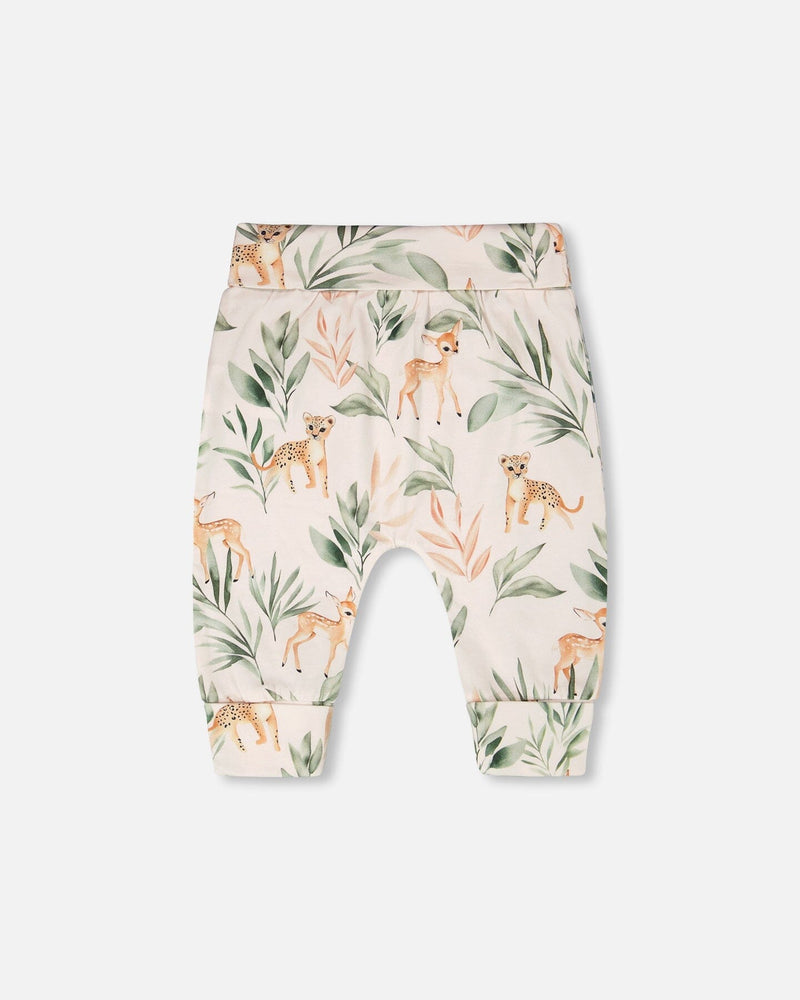Organic Cotton Jersey Evolutive Pants Peach Deer Print