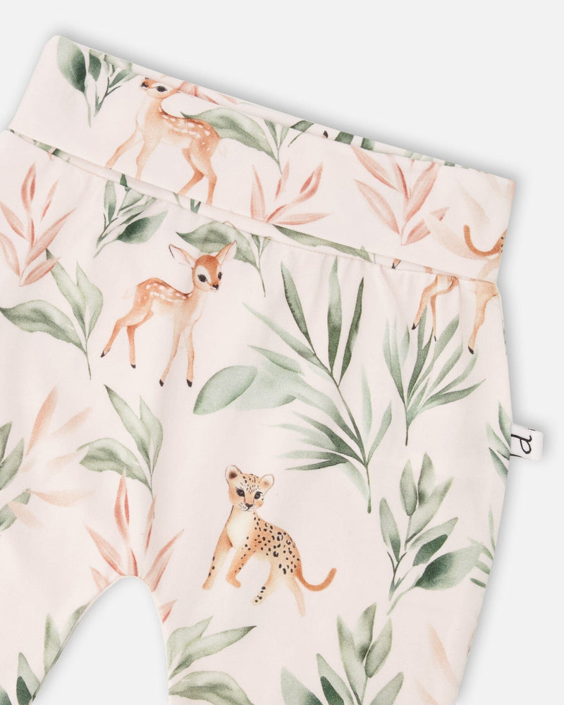 Organic Cotton Jersey Evolutive Pants Peach Deer Print