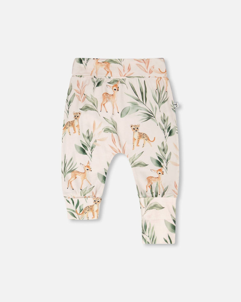 2 Pack Organic Cotton Jersey Evolutive Pants Peach And Peach Deer Print
