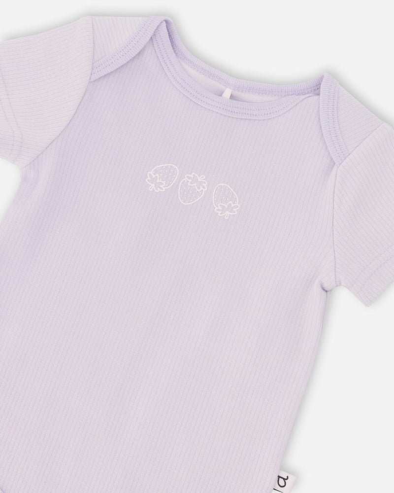 Evolutive Cotton Rib Jersey Onesie Lilac