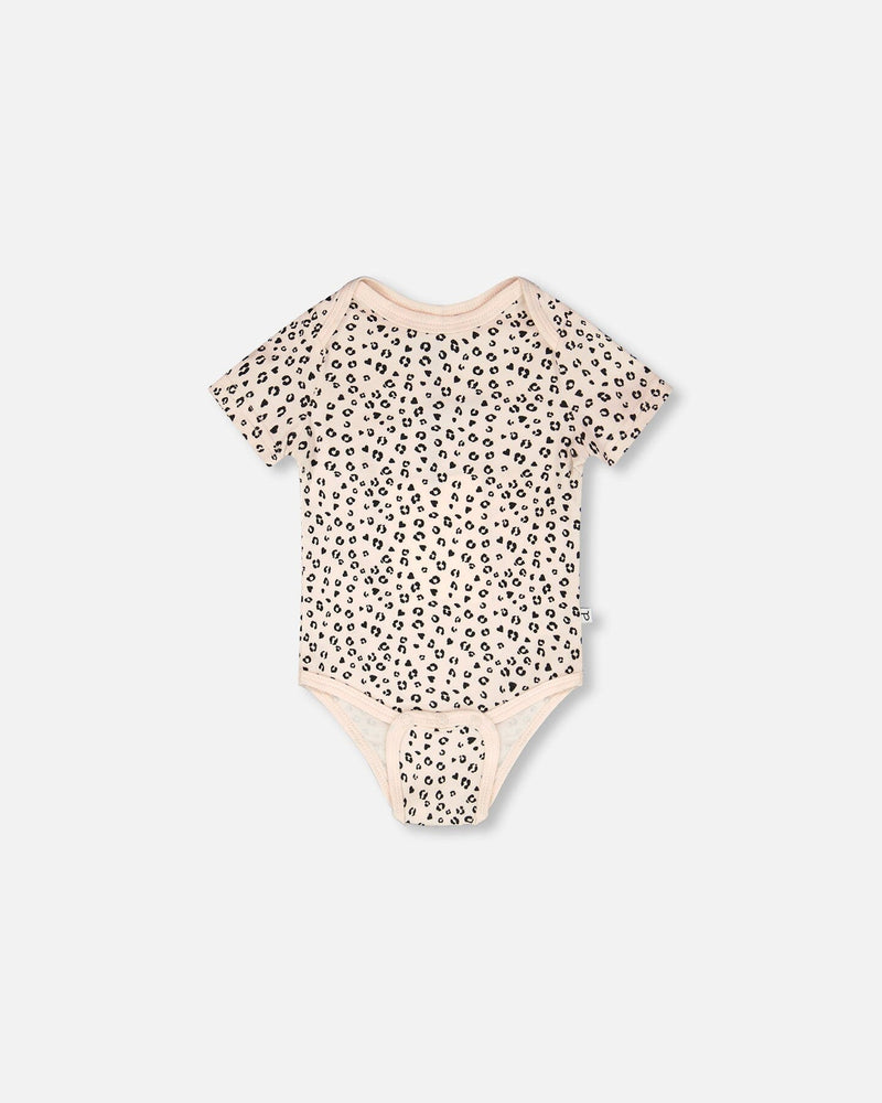 Evolutive Organic Cotton Jersey Onesie Peach Animal Print