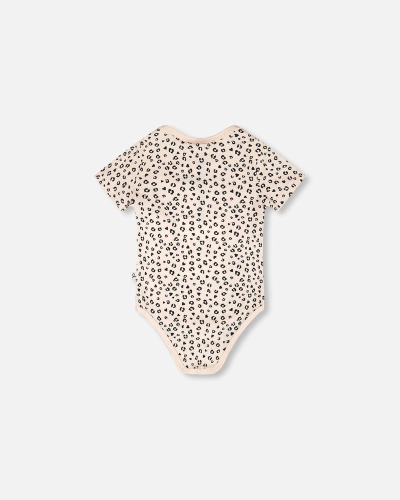 Evolutive Organic Cotton Jersey Onesie Peach Animal Print