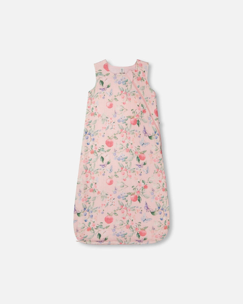 Cotton Jersey Muslin Sleep Sack Pink Printed Berries