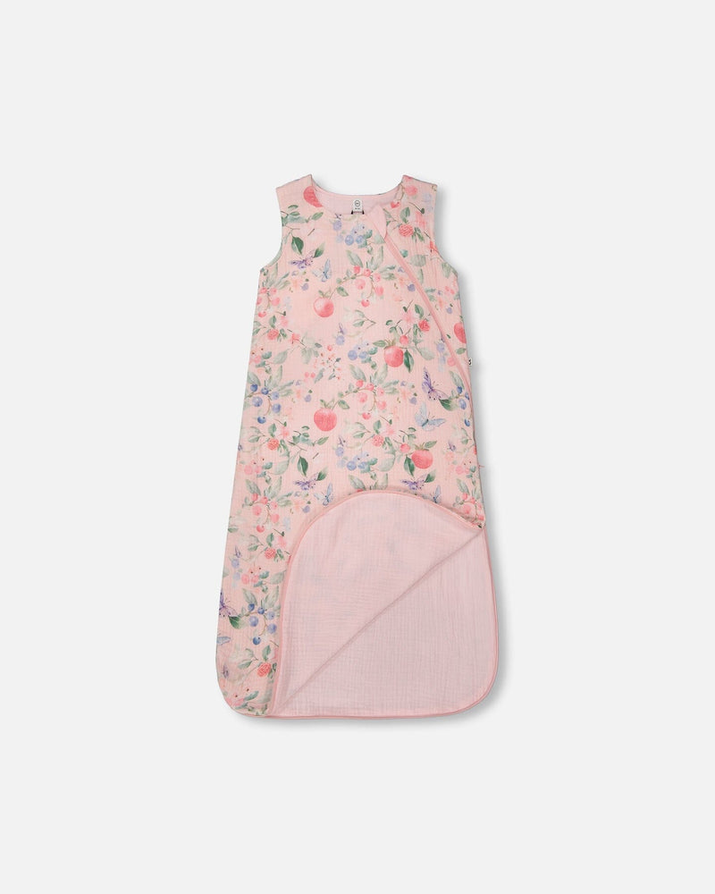 Cotton Jersey Muslin Sleep Sack Pink Printed Berries