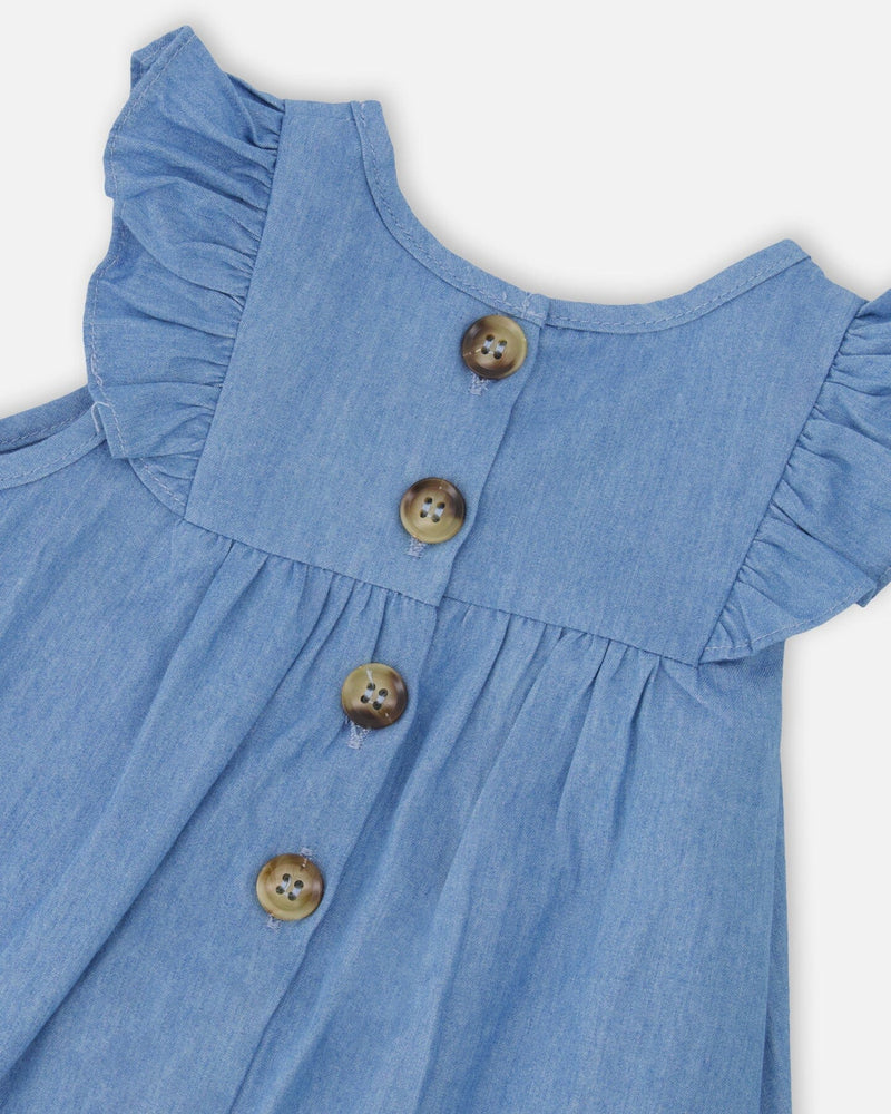 Light Blue Chambray Dress And Bloomer Set Light Blue
